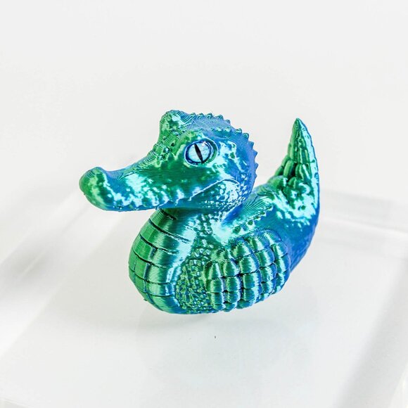3D Printed Gator Duck Figurine - Blue & Green Iridescent - Desk or Jeep Decor - Picture 1 of 4